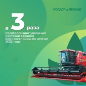 В 2022 году Росагролизинг трехкратно увеличил объемы поставок техники Брянсксельмаш